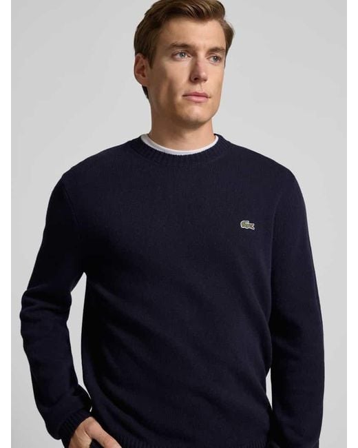 Lacoste Regular Fit Strickpullover aus reiner Wolle in Blue für Herren