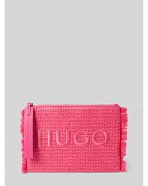 HUGO Clutch Met Logostitching En Franjes in het Pink
