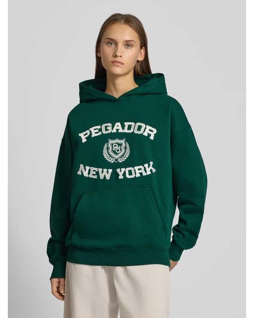 PEGADOR Green Oversized Hoodie mit Logo-Stitching Modell 'Frieda'