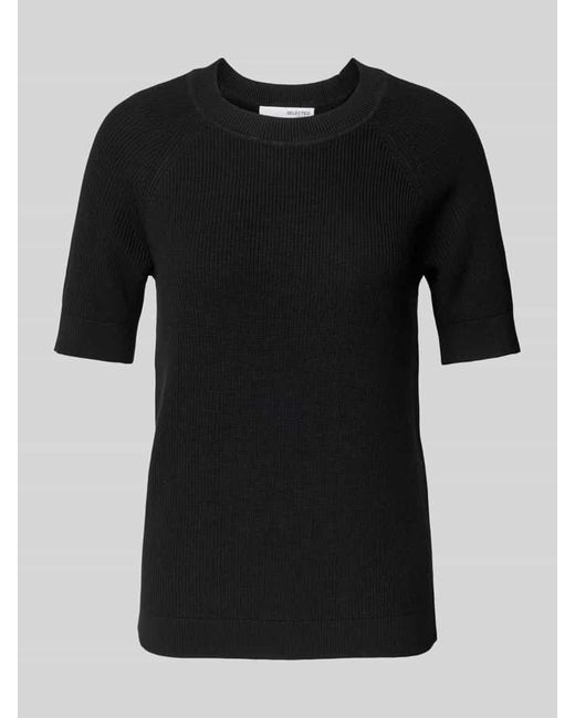 SELECTED Black Strickshirt mit Rundhalsausschnitt Modell 'SLFELINNA'