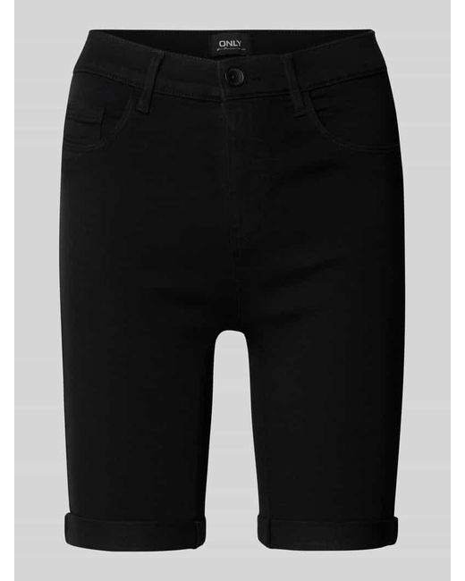 ONLY Black Slim Fit Jeansshorts mit fixiertem Umschlag Modell 'RAIN'