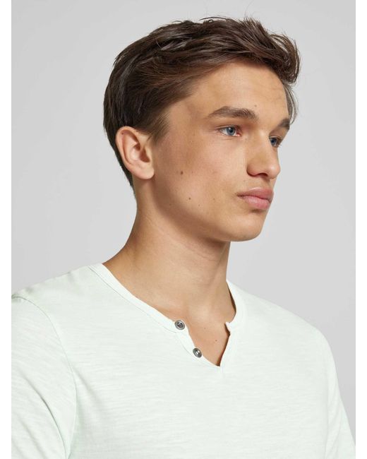 Jack & Jones T-Shirt mit V-Ausschnitt Modell 'SPLIT' in White für Herren