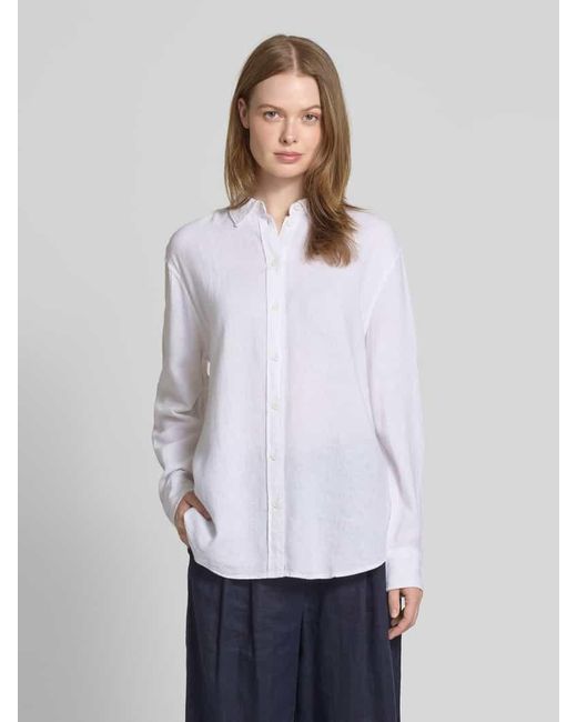 Vero Moda White Boxy Fit Leinenbluse Mit Passe Modell 'Linn'