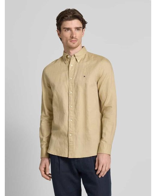 Tommy Hilfiger Regular Fit Freizeithemd aus Baumwoll-Leinen-Mix in Natural für Herren