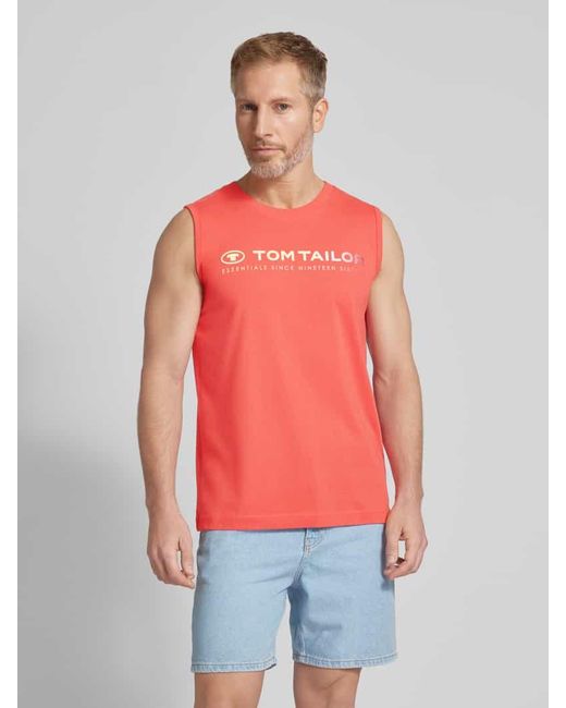 Tom Tailor Tanktop mit Label-Print in Pink für Herren