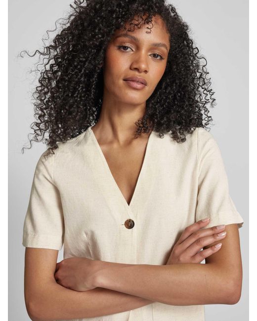 Vila Regular Fit Blouse Met Knoopsluiting En Klepzakken in het Natural