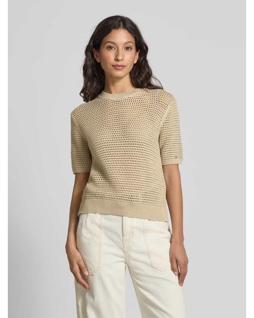 Tommy Hilfiger Natural Regular Fit Häkelpullover aus Baumwoll-Mix