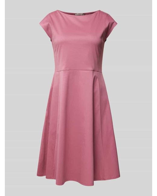 christian berg Pink Knielanges Kleid mit U-Boot-Ausschnitt