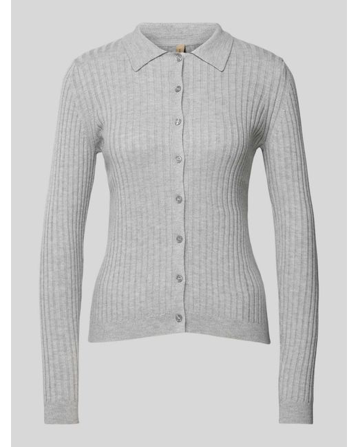 Soya Concept Gebreid Jack Met Knoopsluiting, Model 'Fetima' in het Gray