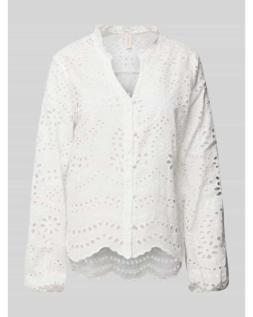 ONLY White Bluse mit Lochmuster Modell 'BINE LALISA'