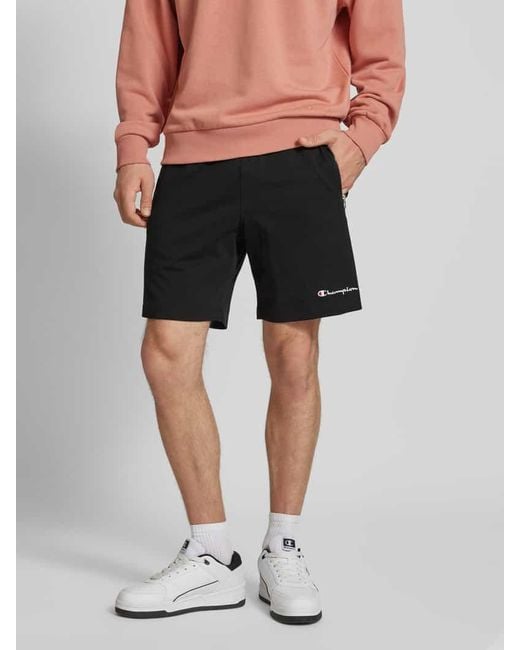Champion Relaxed Fit Bermudas mit Reißverschlusstaschen in Black für Herren