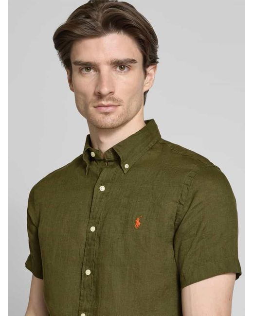 Polo Ralph Lauren Custom Fit Leinenhemd mit Button-Down-Kragen in Green für Herren