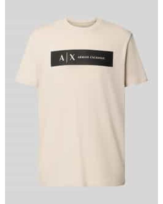 ARMANI EXCHANGE Regular Fit T-Shirt Van Puur Katoen Met Logoprint in het Natural voor heren
