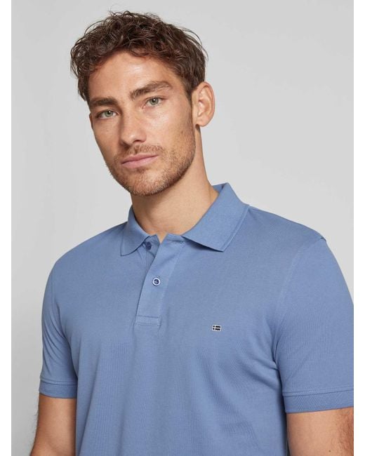 Christian Berg Men Poloshirt Met Labelstitching in het Blue voor heren