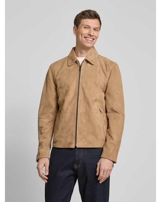 Strellson Lederblouson mit Reißverschlusstaschen Modell 'CHADRON' in Natural für Herren