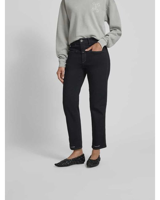 Closed Black Regular Fit Jeans mit Logo-Patch