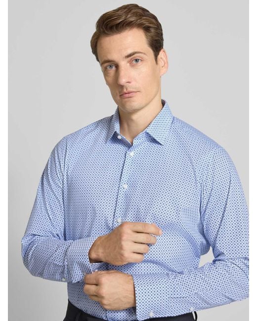 Christian Berg Men Regular Fit Zakelijk Overhemd Met Kentkraag in het Blue voor heren