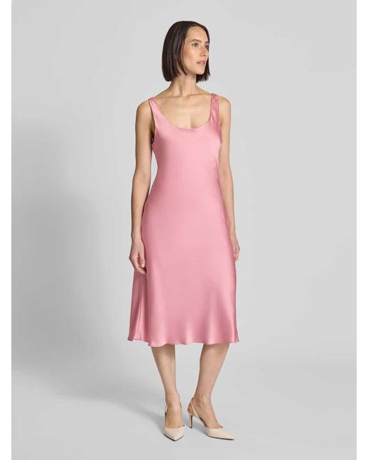 Ralph Lauren Pink Knielanges Kleid mit Rundhalsausschnitt Modell 'CARESHA'