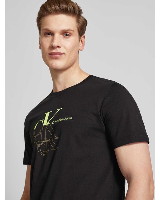 Calvin Klein T-Shirt mit Label-Print Modell 'MONOGRAM ECHO' in Black für Herren