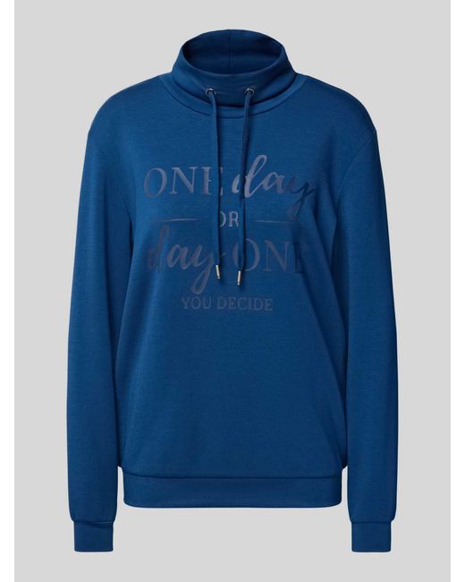 Soya Concept Sweatshirt Met Opstaande Kraag En Tunnelkoord, Model 'Banu' in het Blue