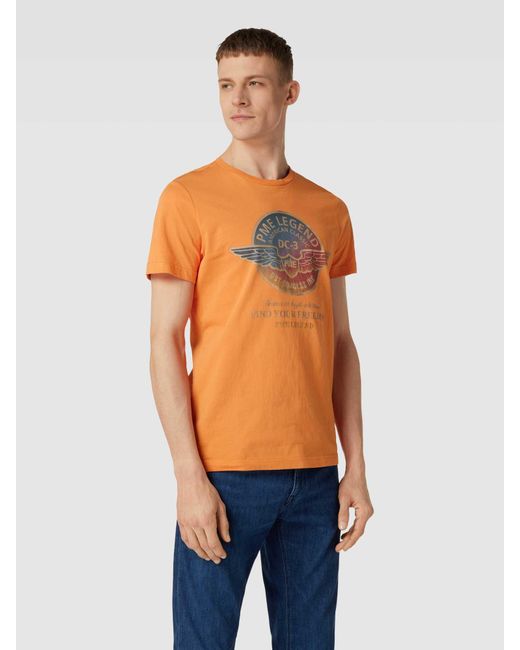 PME LEGEND T-Shirt mit Rundhalsausschnitt in Orange für Herren
