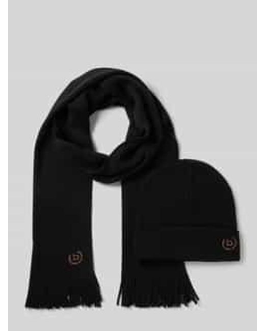Bugatti Set Van Sjaal En Muts Met Labelstitchings in het Black voor heren