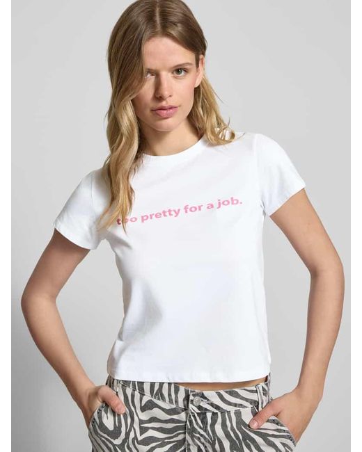 Review White T-Shirt mit Statement-Stitching