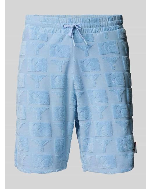 carlo colucci Regular Fit Sweatshorts mit Strukturmuster Modell 'BEACHWEAR' in Blue für Herren