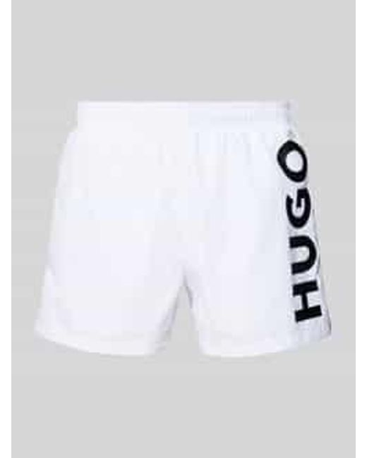 HUGO Relaxed Fit Zwembroek Met Labelprint in het White voor heren