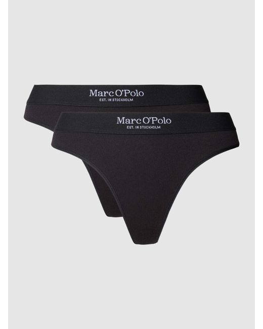 Marc O' Polo String Met Ribstructuur En Elastische Band Met Logo in het Black