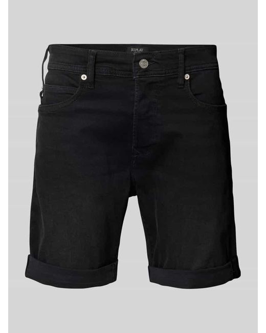 Replay Tapered Fit Jeansshorts mit Eingrifftaschen Modell 'RBJ.901' in Black für Herren