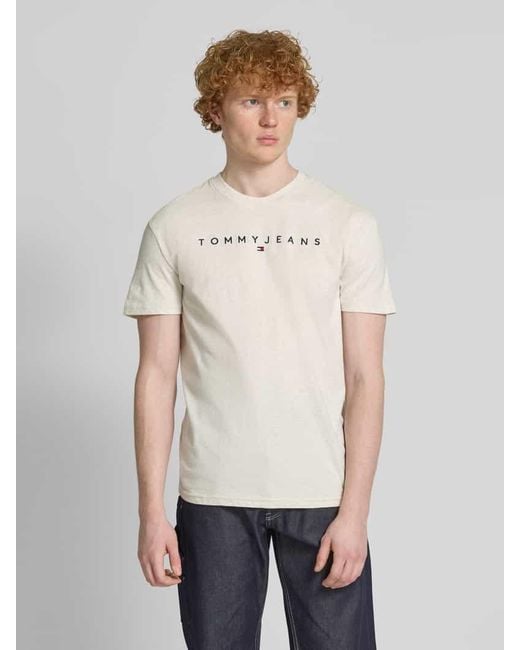 Tommy Hilfiger Regular Fit T-Shirt Aus Reiner Baumwolle Mit Label Stitching in Natural für Herren