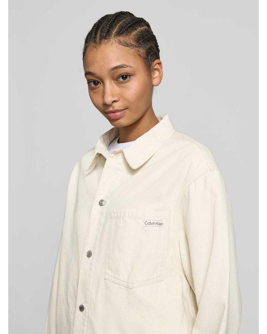 Calvin Klein Regular Fit Overhemdjack Met Borstzak in het Natural