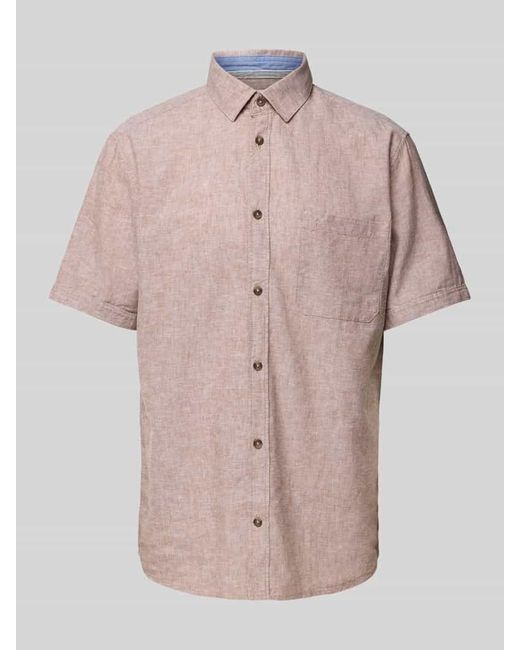 Tom Tailor Regular Fit Leinenhemd mit kurzem Arm in Pink für Herren