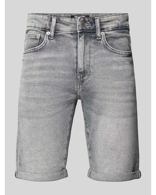 Only & Sons Slim Fit Jeansshorts im 5-Pocket-Design Modell 'PLY' in Gray für Herren