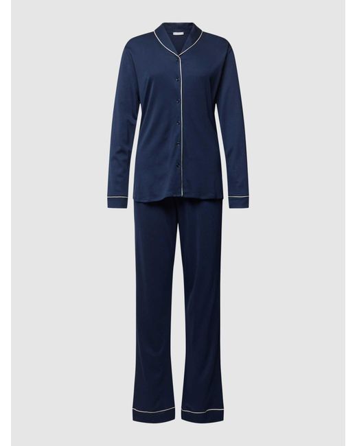 Hanro Regular Fit Pyjama Van Puur Katoen in het Blue
