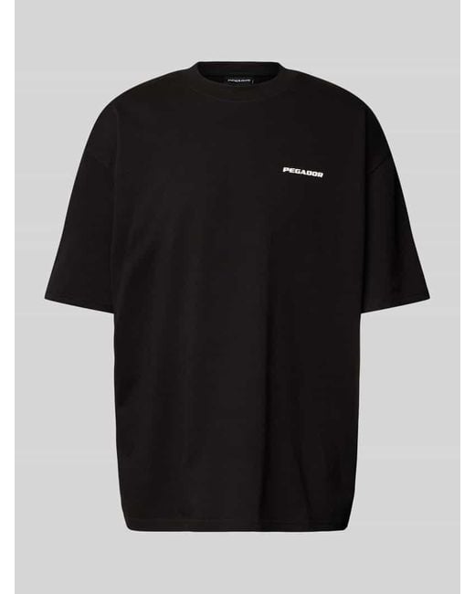 PEGADOR Oversized T-Shirt mit Label-Print in Black für Herren