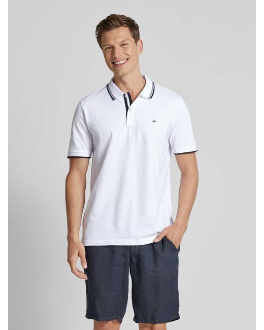 Fynch-Hatton Regular Fit Poloshirt mit Kontraststreifen in White für Herren