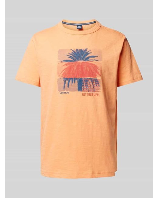 Lerros T-Shirt mit Motiv-Print in Orange für Herren
