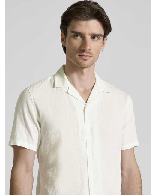 Lindbergh Relaxed Fit Leinenhemd mit 1/2-Arm in Natural für Herren