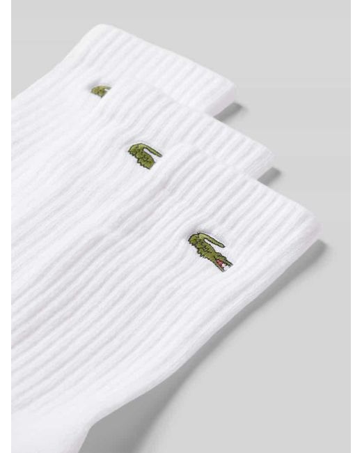 Lacoste Socken mit Logo-Stitching im 3er-Pack in White für Herren