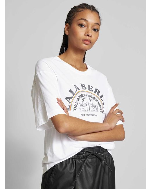 Lala Berlin White Oversized T-Shirt mit Label-Print