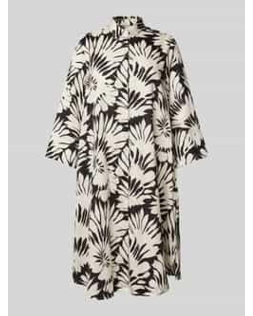 0039 Italy Knielange Jurk Met Blinde Knoopsluiting in het White