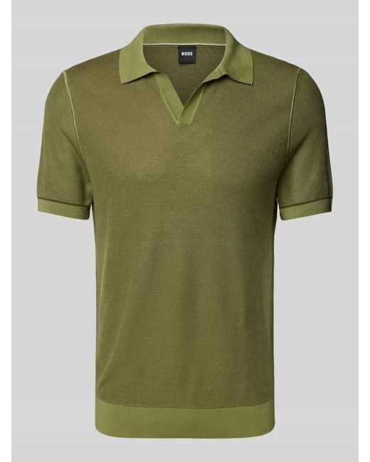 Boss Poloshirt mit V-Ausschnitt Modell 'Januluca' in Green für Herren