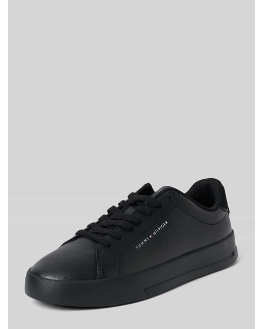 Tommy Hilfiger Low Top Sneaker aus echtem Leder Modell 'COURT' in Black für Herren