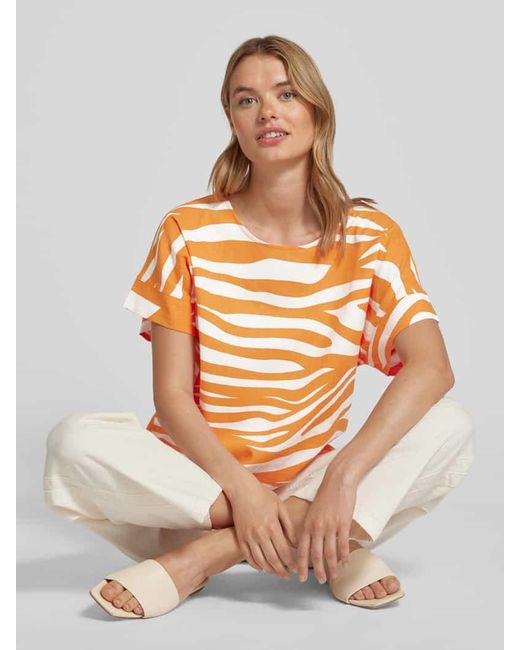 S.oliver Orange T-Shirt mit Rundhalsausschnitt