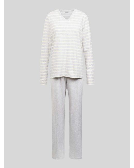 Schiesser Pyjama mit Streifenmuster in White für Herren