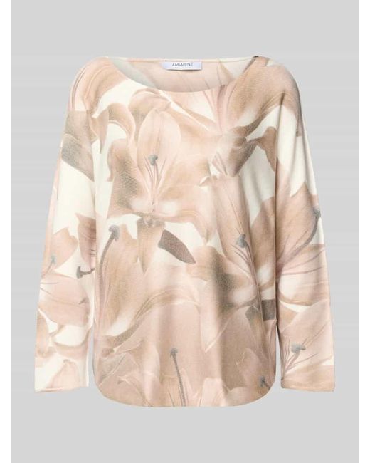 ZABAIONE Natural Langarmshirt aus Viskose-Mix mit Rundhalsausschnitt