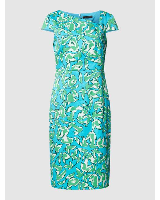 Comma, Knielanges Kleid mit Allover-Muster in Blau | Lyst AT
