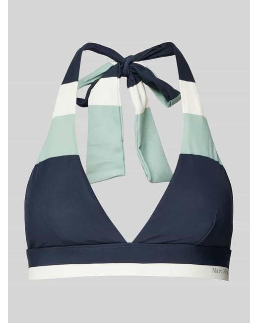 Marc O' Polo Blue Neckholder-Bikini-Oberteil mit breiten Blockstreifen